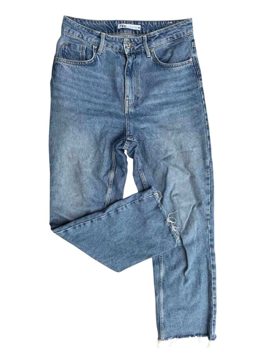 Zara Women’s Light Blue High-Rise Straight-Leg Jeans